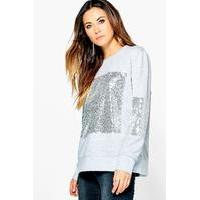 Sequin Panelled Jumper - silver