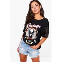 sequin sleeve t shirt black