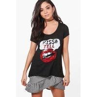 Sequin Kiss & Tell Tee - black