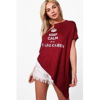 Selfie Queen Slogan T-Shirt - wine