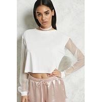 Semi-Cropped Mesh Sleeve Top