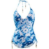 Seafolly 1 Piece Blue Deep V Swimsuit Reversible Caribbean Ink women\'s Swimsuits in blue