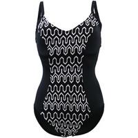 Seafolly 1 Piece Black Swimsuit Optic Wave E Cup women\'s Swimsuits in black