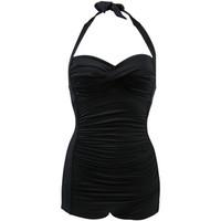 seafolly 1 piece black swimsuit boyleg womens swimsuits in black