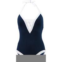 Seafolly One Piece Indigo Deep V swimwear Block party women\'s Swimsuits in blue