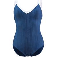seafolly one piece blue swimwear block party womens swimsuits in blue