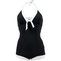 Seafolly One Piece Black Boyleg Swimwear Block Party women\'s Swimsuits in black