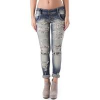 Sexy Woman GR_68404 women\'s Boyfriend jeans in blue