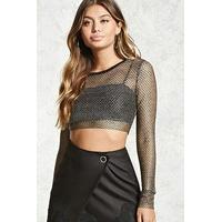 Semi-Sheer Metallic Crop Top