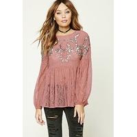 Sequined Sheer Lace Top