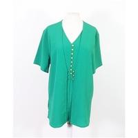 Sensations Green Blouse With Connected Wrap Around Top Size 14