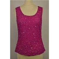 sequined evening top by frank usher size 12 pink vest