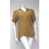 Sensations Size 10 Caramel Pure Silk Top Sensations - Size: 10 - Brown - Short sleeved shirt