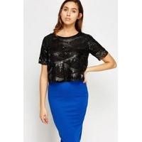 Sequin Mesh Embellished Crop Top