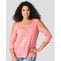 sequin cold shoulder t shirt