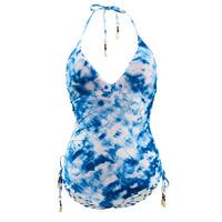 seafolly 1 piece blue deep v swimsuit reversible caribbean ink