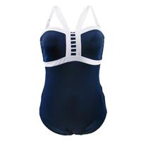 Seafolly 1 Piece Navy Blue Swimsuit Block Party Bonnet DD