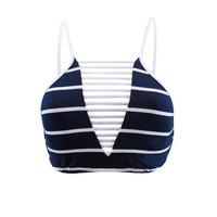 Seafolly Navy Blue High Neck Swimsuit Castaway Stripe