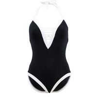 Seafolly One Piece Black Deep V Swimwear Block Party