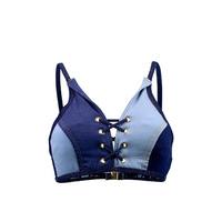 seafolly blue bra swimsuit reversible lace up out of the blue