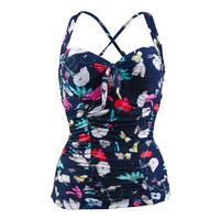 seafolly navy blue tankini swimsuit flower festival