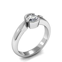 semi bezel setting round diamond plain engagement ring