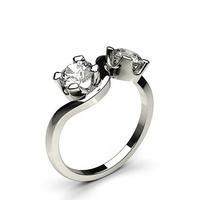 Semi Bezel Setting Plain Two Stone Ring