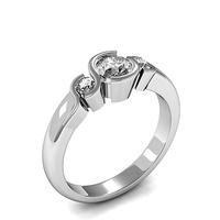 Semi Bezel Setting Plain Three Stone Ring