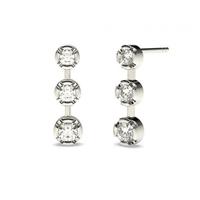 semi bezel setting round diamond journey earrings