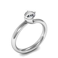 semi bezel setting round diamond plain engagement ring