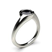 semi bezel setting plain engagement black diamond ring