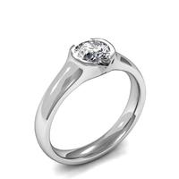 Semi-Bezel Setting Round Diamond Plain Engagement Ring