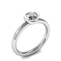 semi bezel setting round diamond plain engagement ring