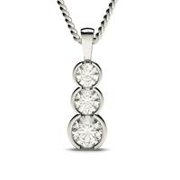 Semi Bezel Setting Round Diamond Journey Pendant