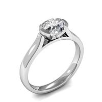 Semi-Bezel Setting Round Diamond Plain Engagement Ring