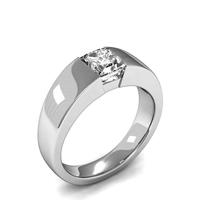 Semi Bezel Setting Princess Diamond Plain Engagement Ring