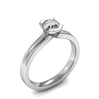 Semi-Bezel Setting Round Diamond Plain Engagement Ring