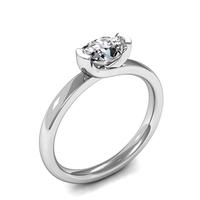 Semi-Bezel Setting Oval Diamond Plain Engagement Ring