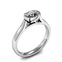 Semi-Bezel Setting Oval Diamond Plain Engagement Ring