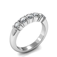 Semi Bezel & 4 Prong Setting Plain Five Stone Ring