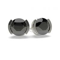 Semi Bezel Setting Stud Black Diamond Earring