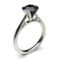 Semi Bezel Setting Thin Engagement Black Diamond Ring