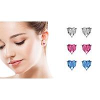 set of 3 18k gold plated heart earrings with crystals from swarovski