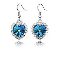 Sea Blue Heart Drop Earrings