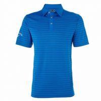 Self Collared Stripe Polo-Magnetic Blue