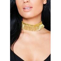 Sequin Fringed Choker - gold