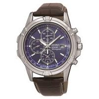 seiko mens solar chronograph brown leather watch