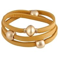 SENCE Snake Gold Plated Beads Yellow Leather Bracelet V307