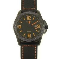 sekonda mens black leather strap date watch 1061