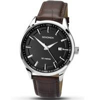 Sekonda Mens Brown Leather Strap Watch 1175